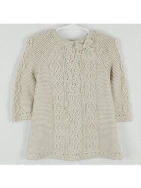 Cupcakes and Cashmere Girls Size 18 Month Tan Cabled Crewneck Sweater Dress